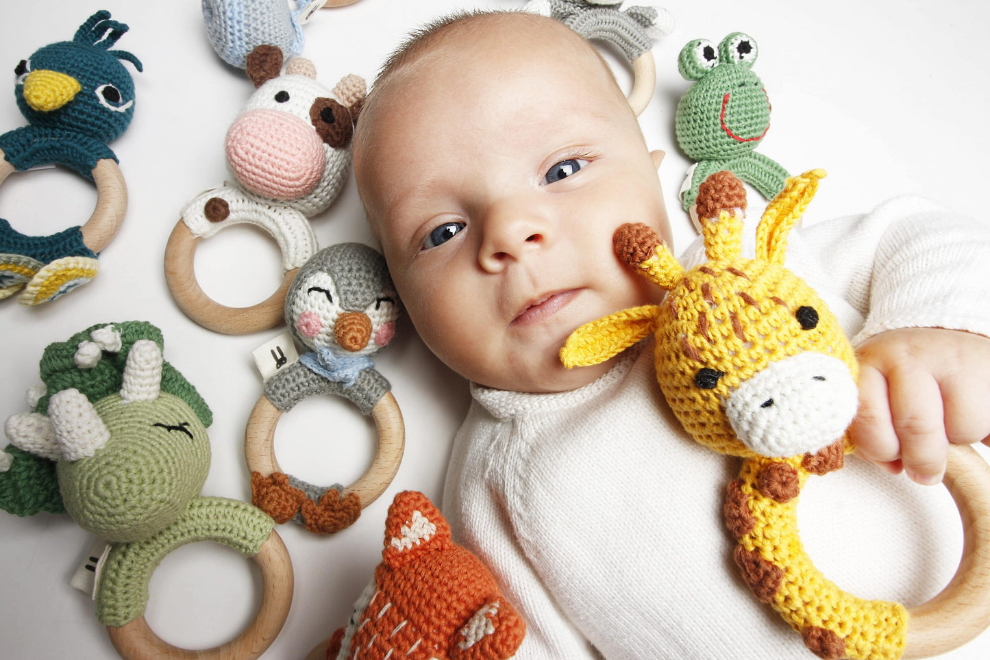 Hochet Montessori Fait Main — Coton Bio & Bois d'Érable