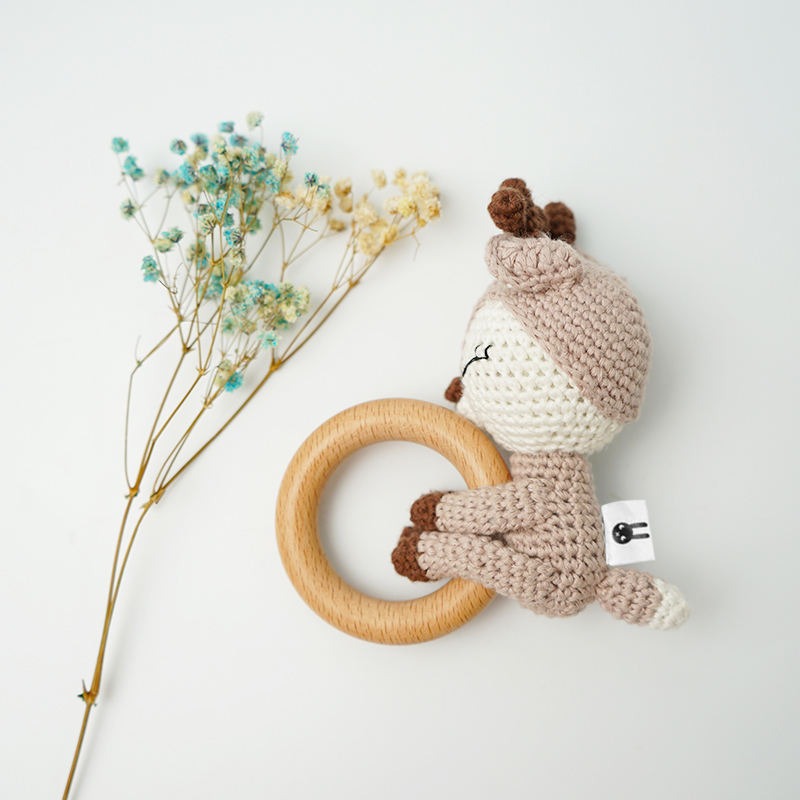 Hochet Montessori Fait Main — Coton Bio & Bois d'Érable