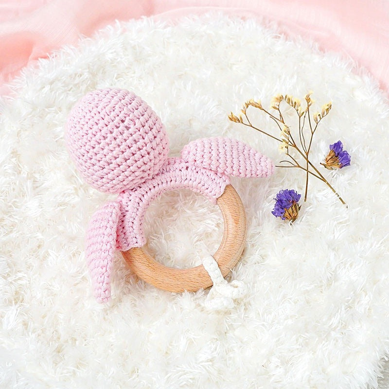 Hochet Montessori Fait Main — Coton Bio & Bois d'Érable