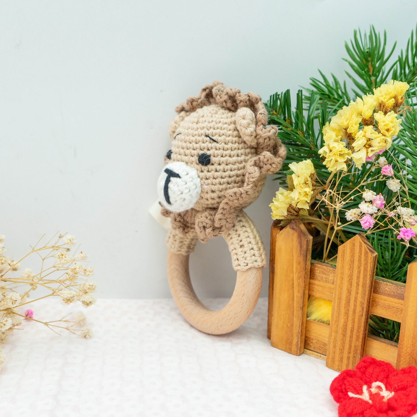 Hochet Montessori Fait Main — Coton Bio & Bois d'Érable
