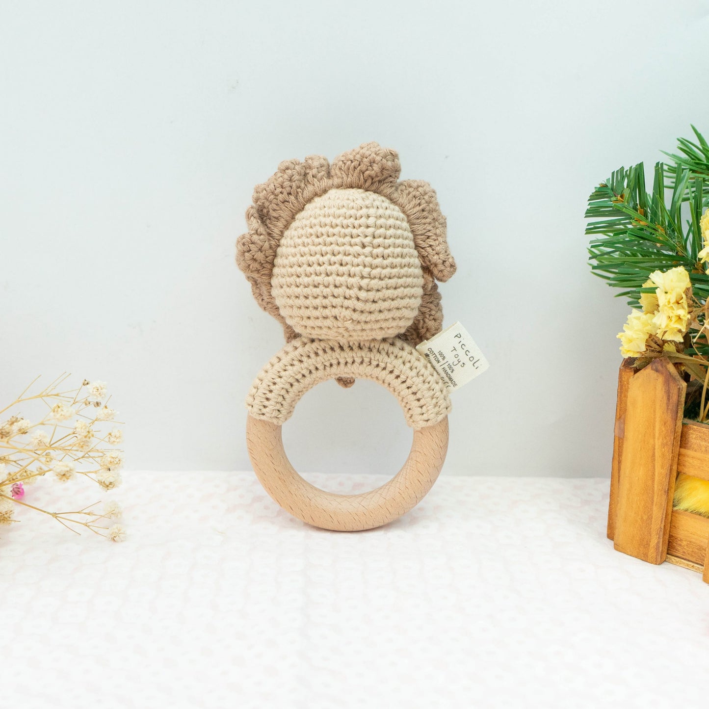 Hochet Montessori Fait Main — Coton Bio & Bois d'Érable